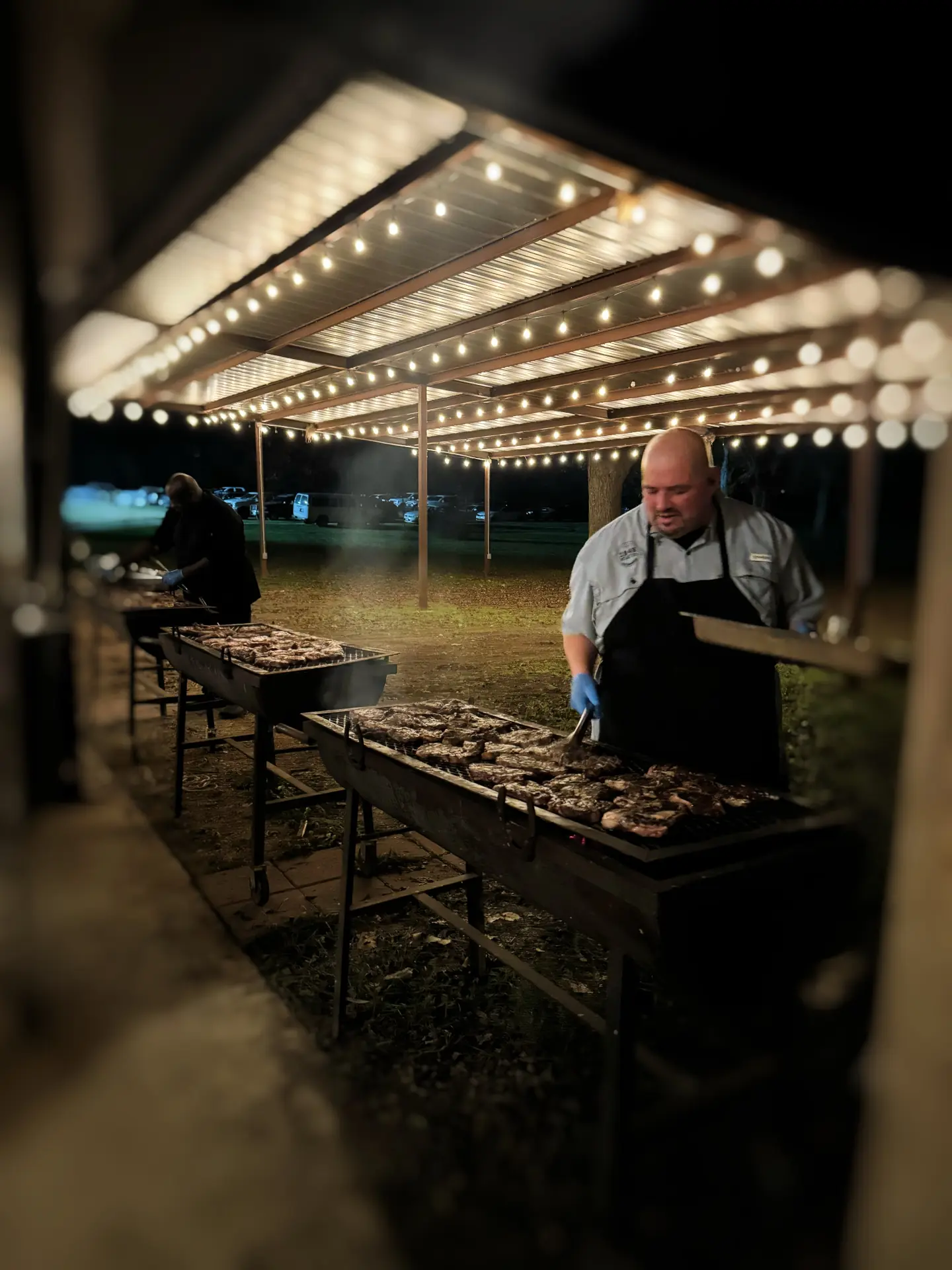 Grilling under the lights at corporate holiday celebration