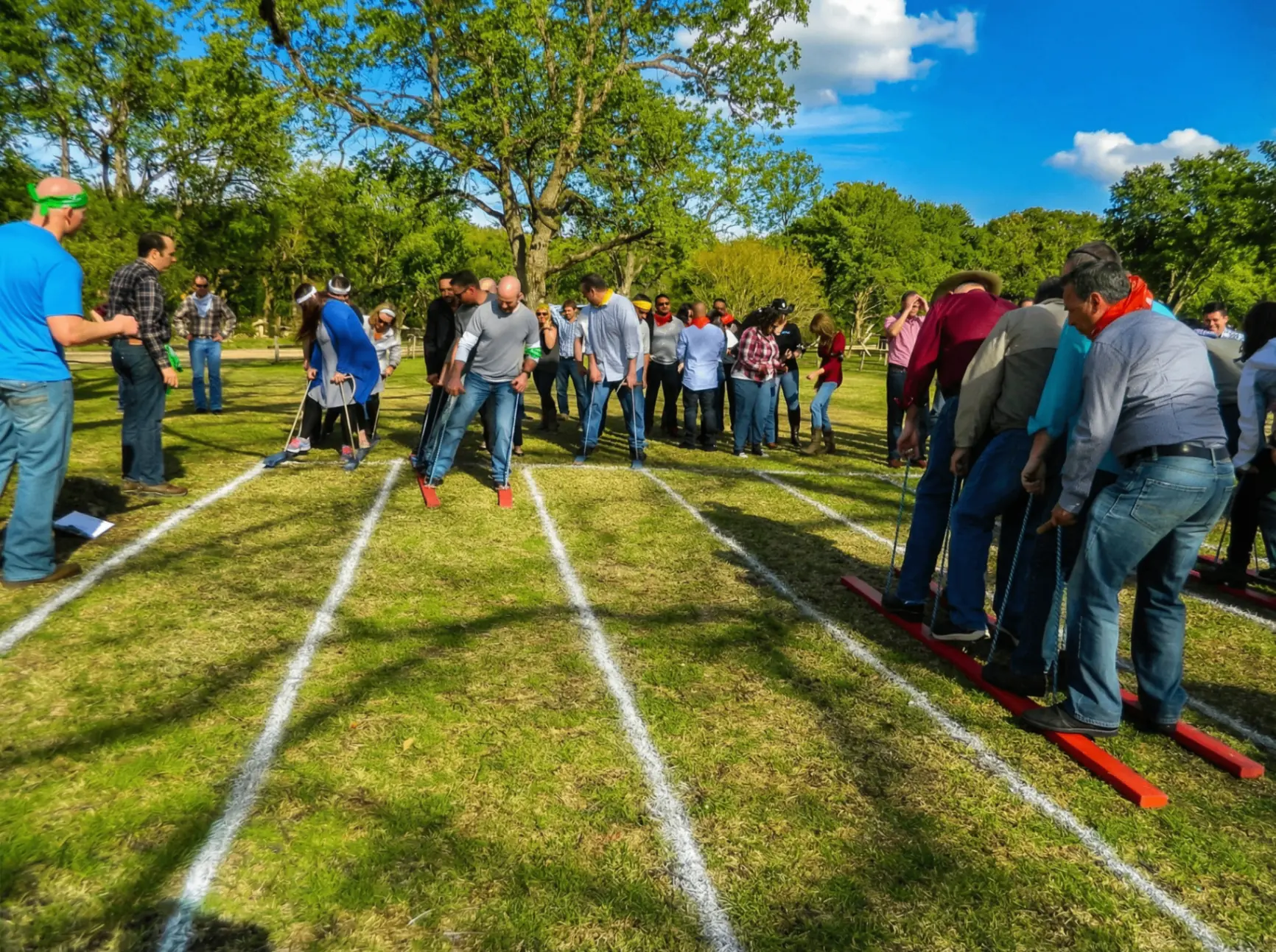 Corporate team building winners celebrating at Texas ranch venue