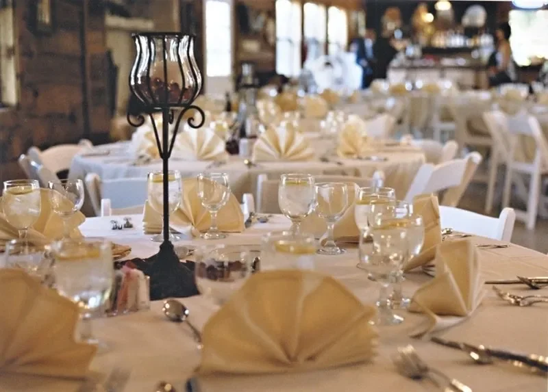 Wedding reception table settings and decor